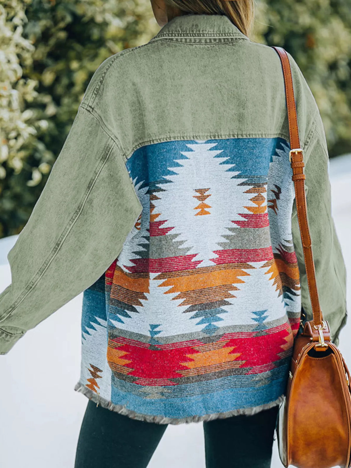 Aztec Print Button Up Jacket, view 3