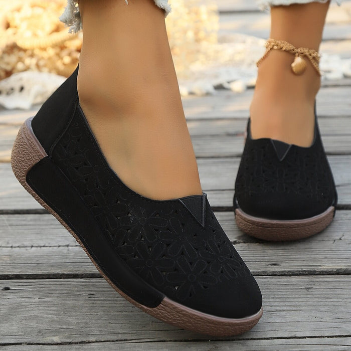 Hollow-Out Casual Loafers in Black