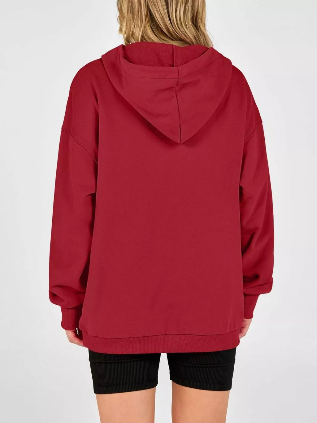 Half Snap Dropped Shoulder Hoodie - Lilixa.store
