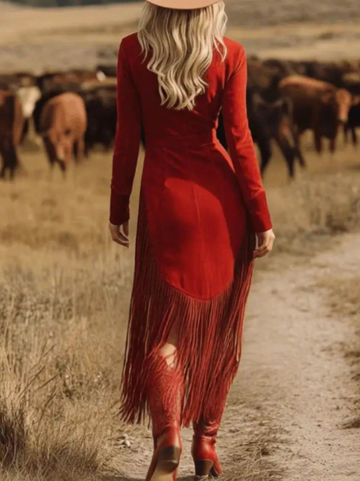 Fringe Zip-Front Midi Dress