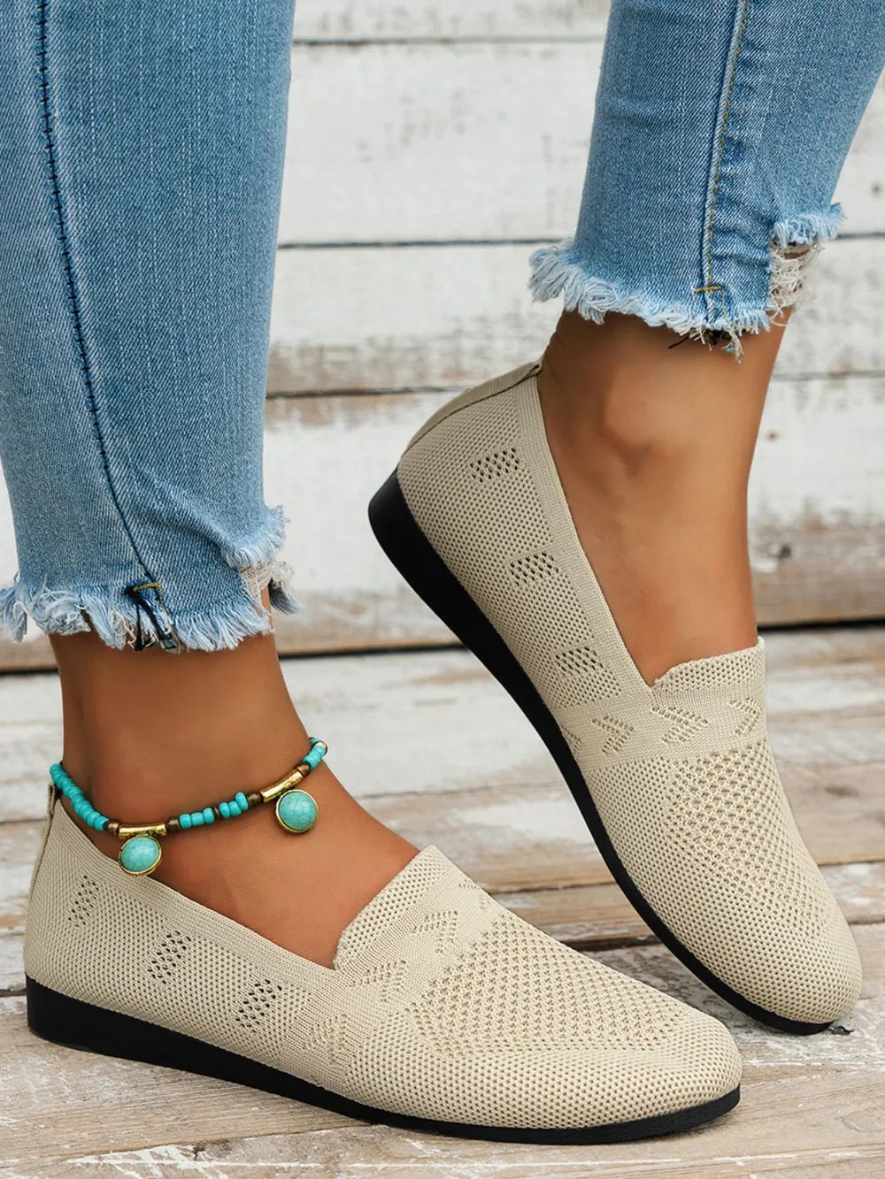 Mesh Round Toe Flat Slip-Ons in Pastel Yellow