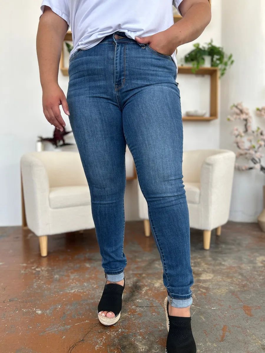 Judy Blue Full Size Cuffed Hem Skinny Jeans - Lilixa.store