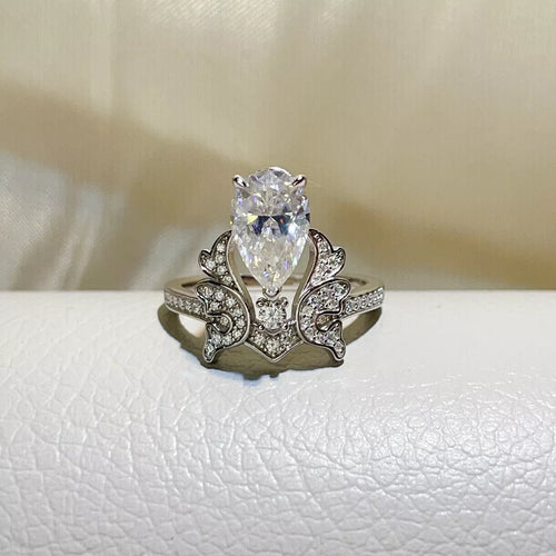 5 Carat 925 Sterling Silver Moissanite Teardrop Ring