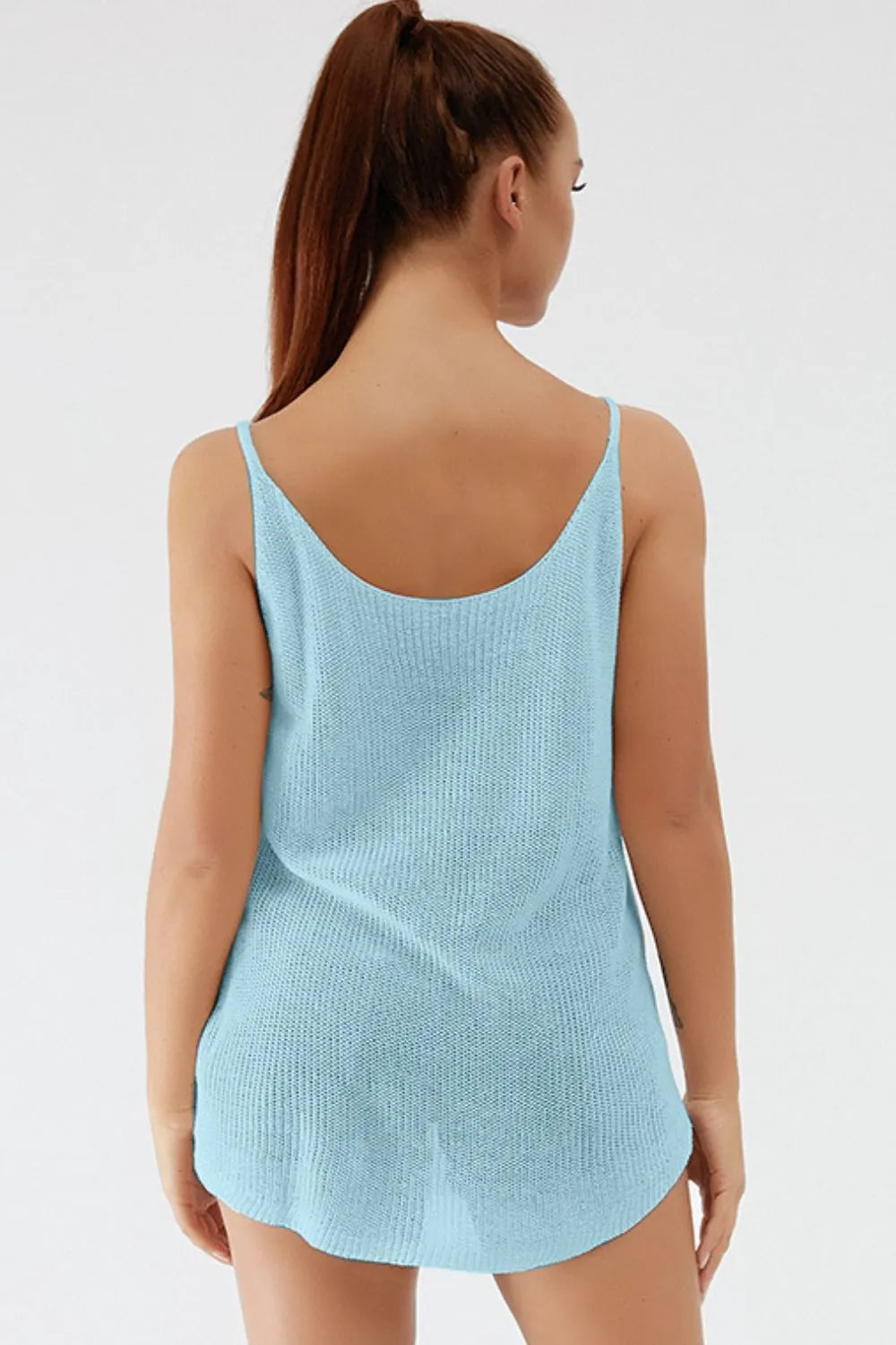 Scoop Neck Spaghetti Strap Knit Cami, view 12