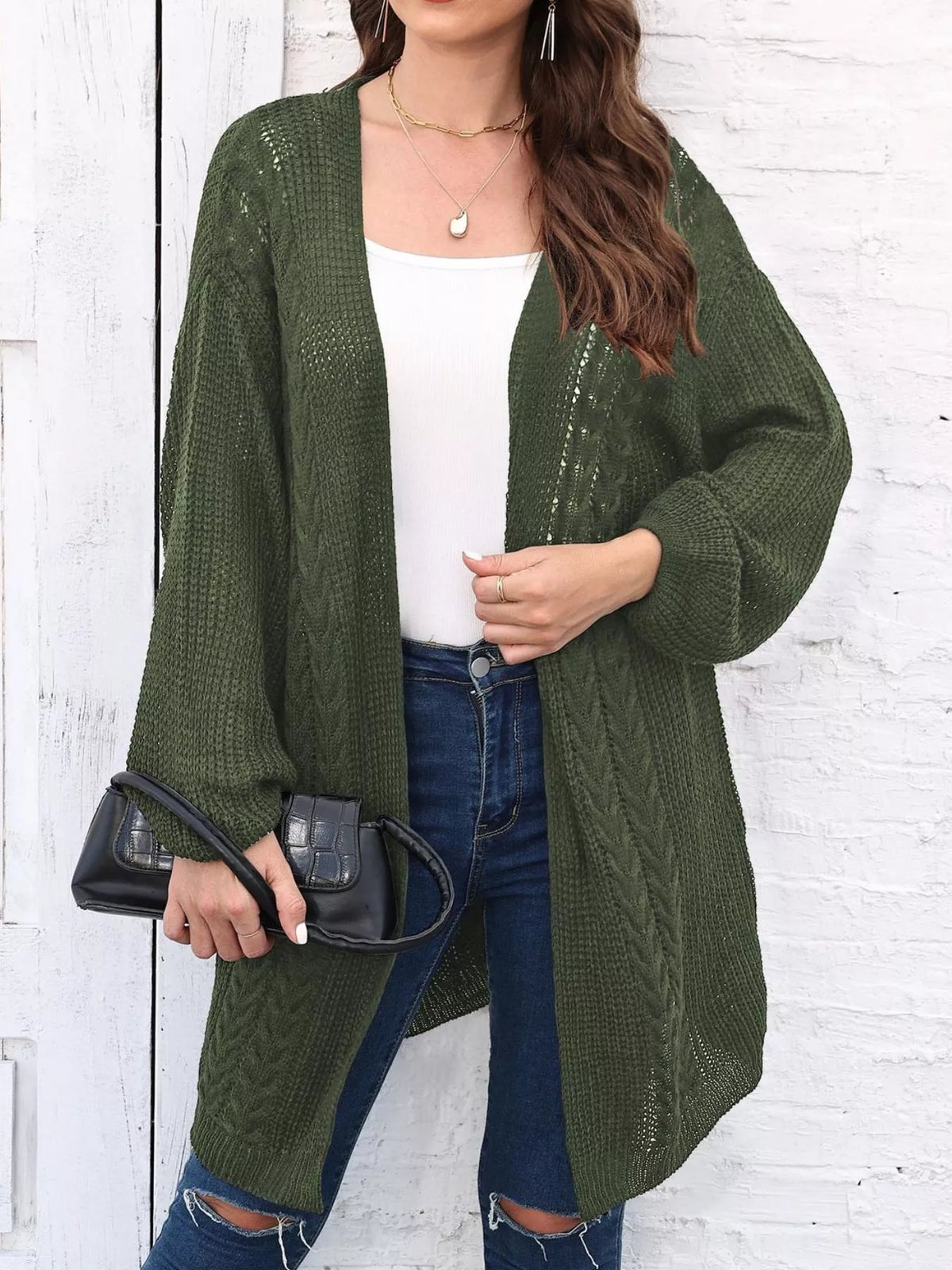Open Front Long Sleeve Cardigan - Lilixa.store