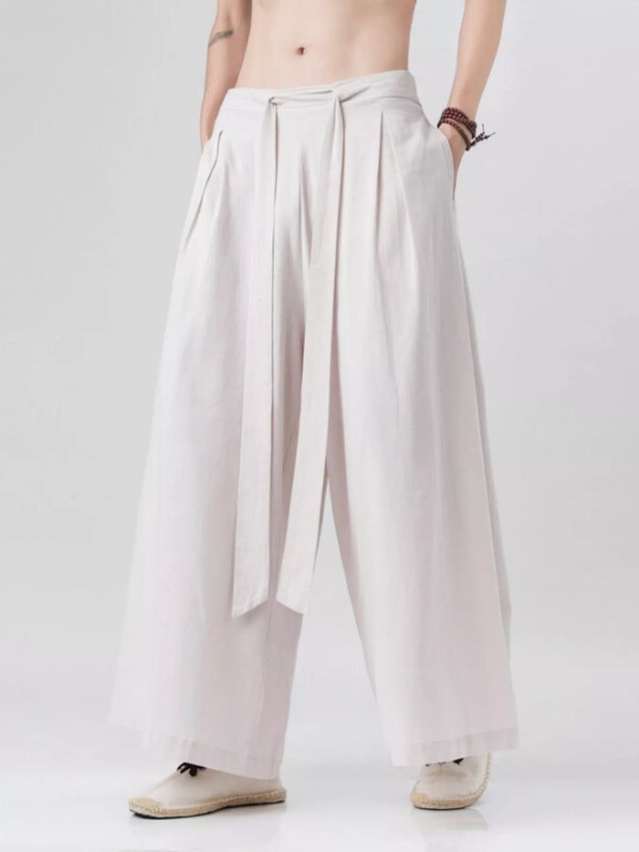 Men's Plus Size Wide Leg Pants in Ivory