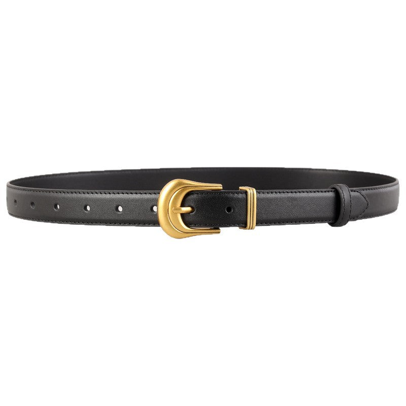 Classic Leather Belt with Golden Buckle - Lilixa.store