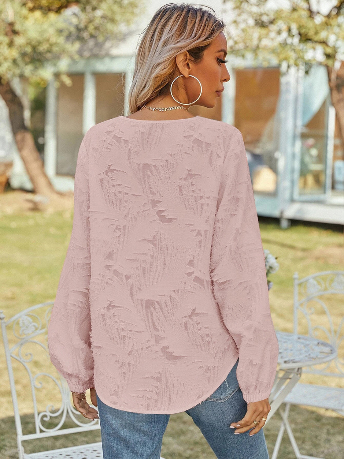 V-Neck Long Sleeve Blouse, view 6