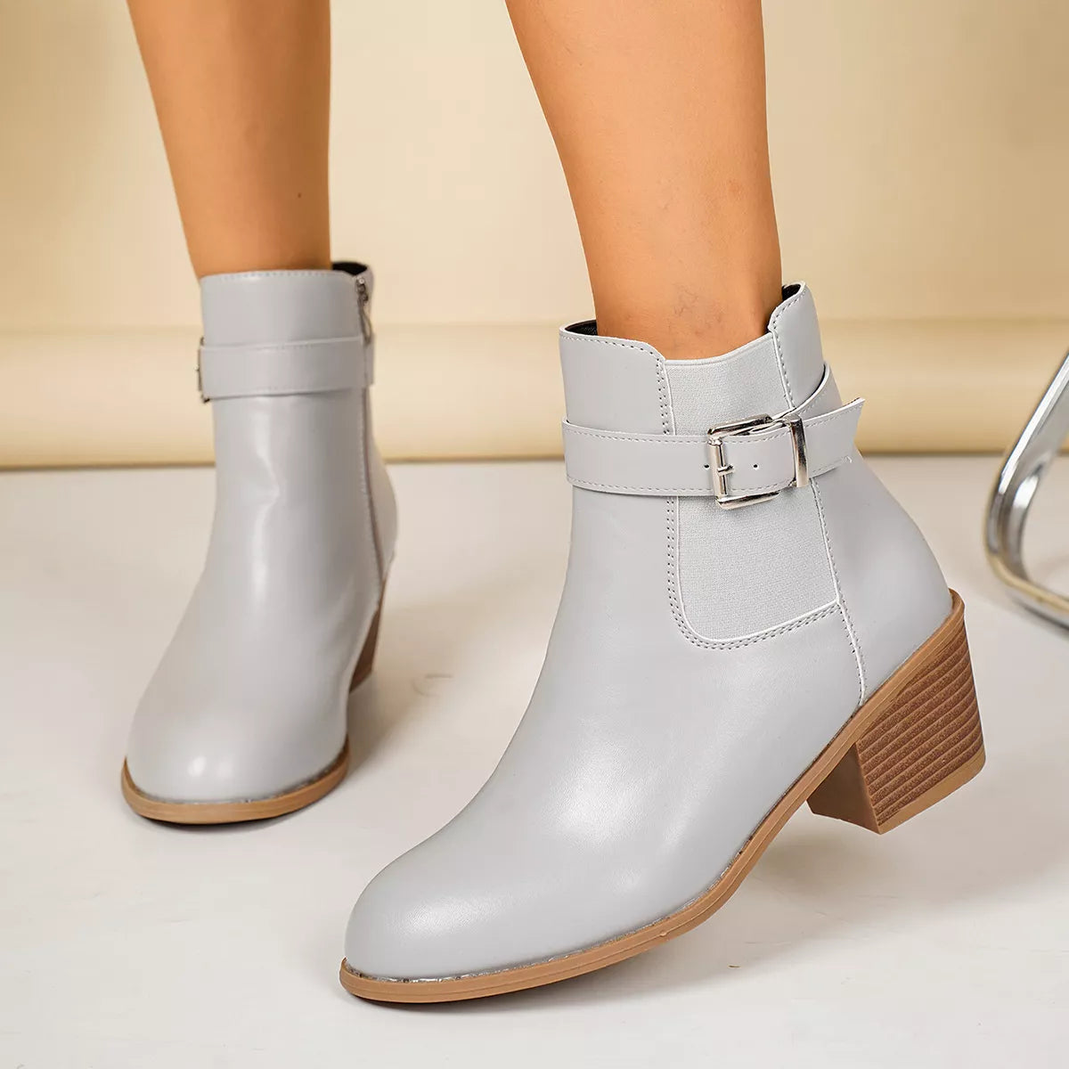 Point Toe Block Heels Boots