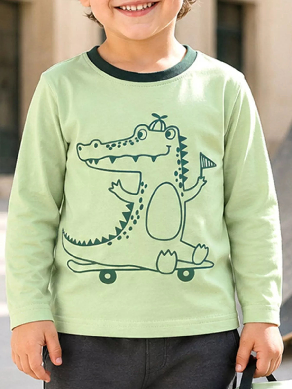 Children's Crocodile Graphic Long Sleeve T-Shirt - Lilixa.store