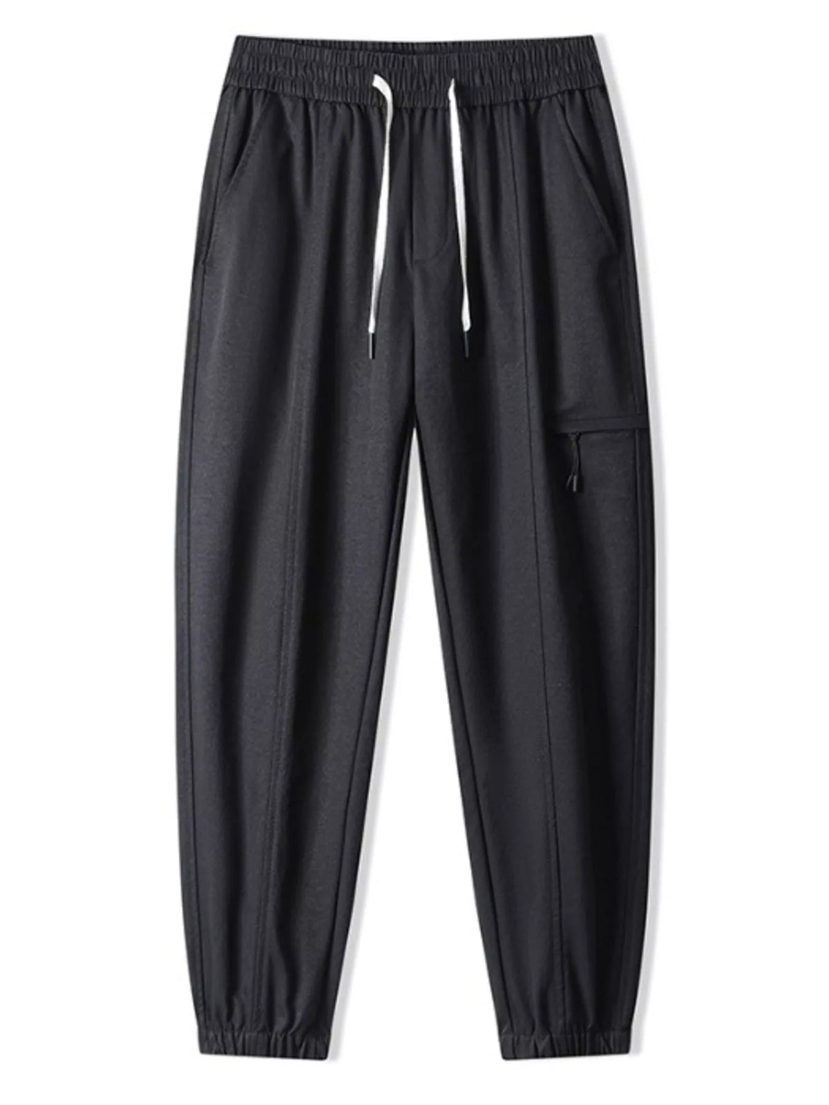 Men's Plus Size Drawstring Wide Leg Joggers in Black