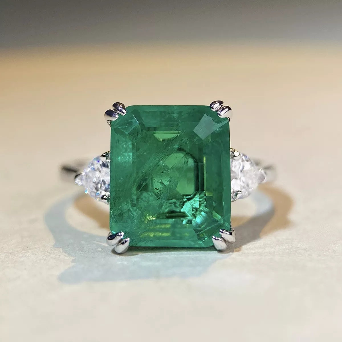 925 Sterling Silver Zircon Geometric Ring