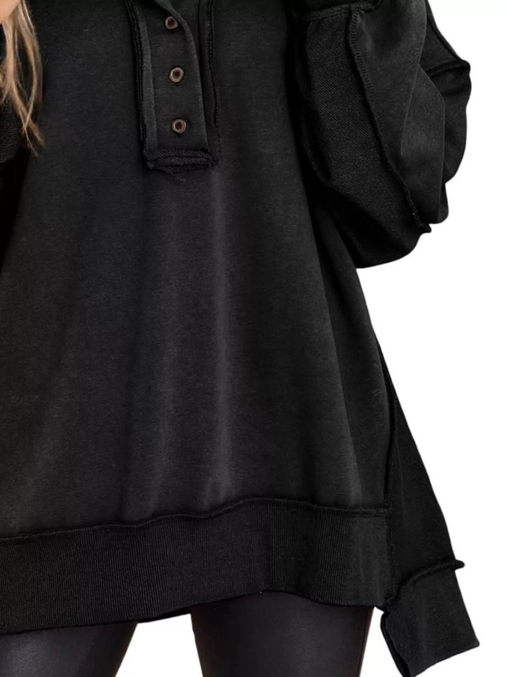 Half Snap Long Sleeve Sweatshirt - Lilixa.store