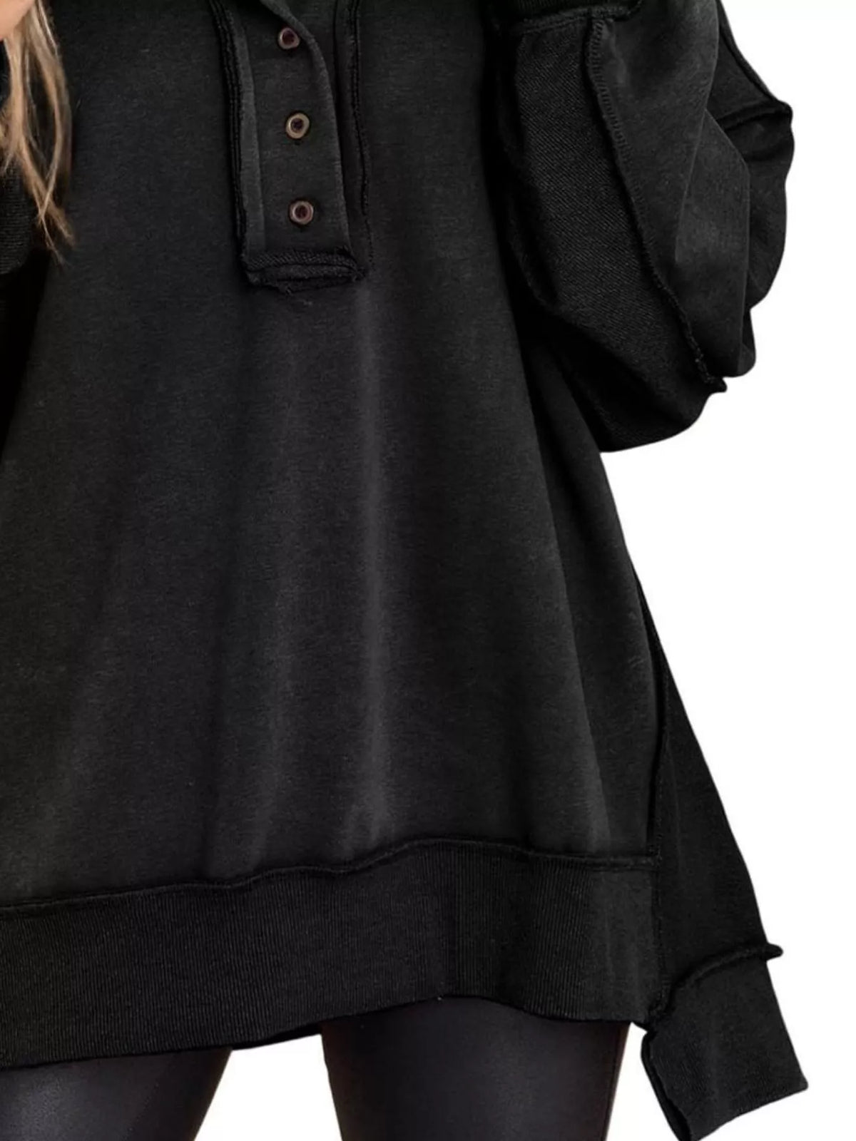 Half Snap Long Sleeve Sweatshirt - Lilixa.store