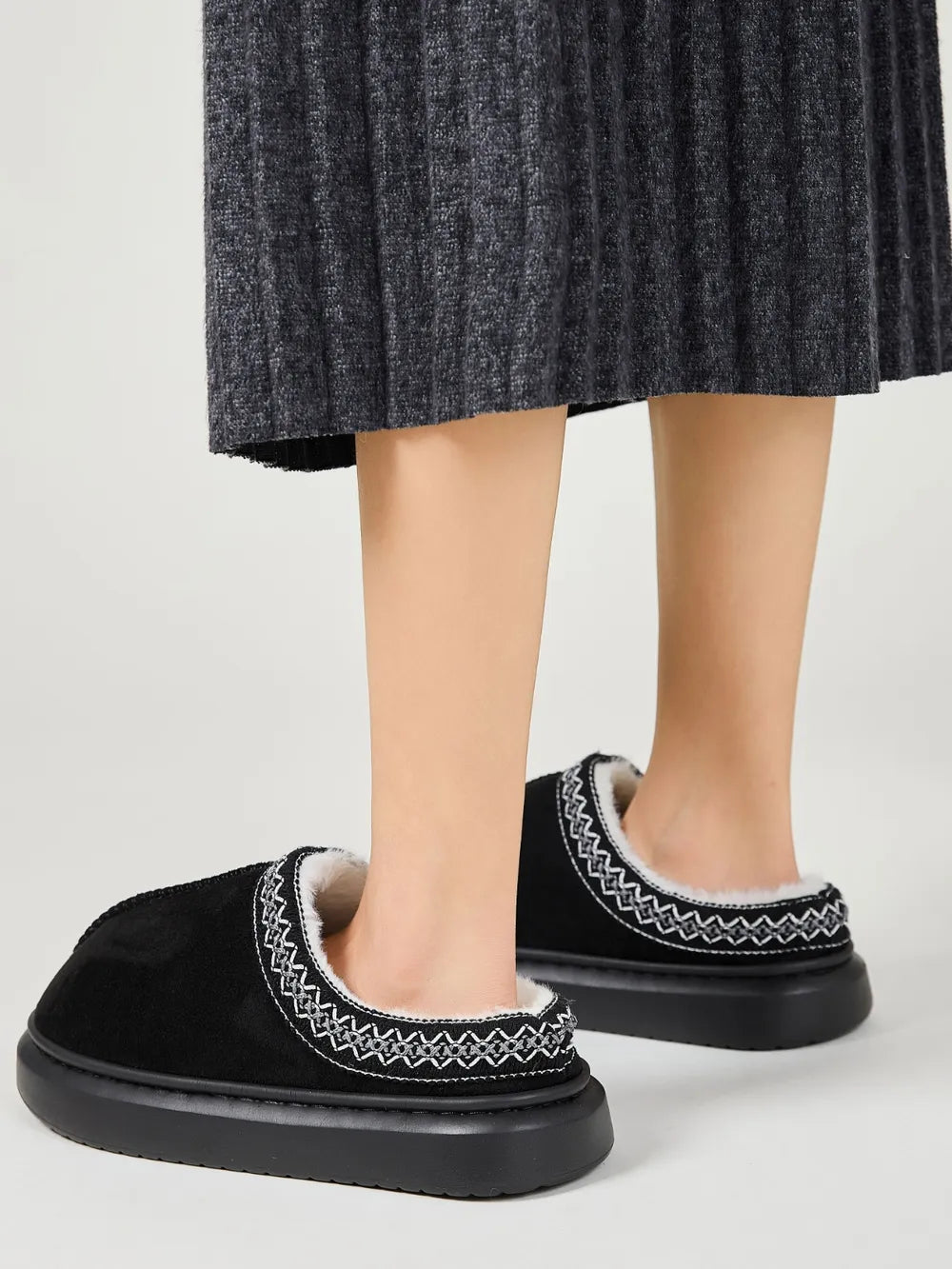 Faux Fur Suede Platform Slippers - Lilixa.store