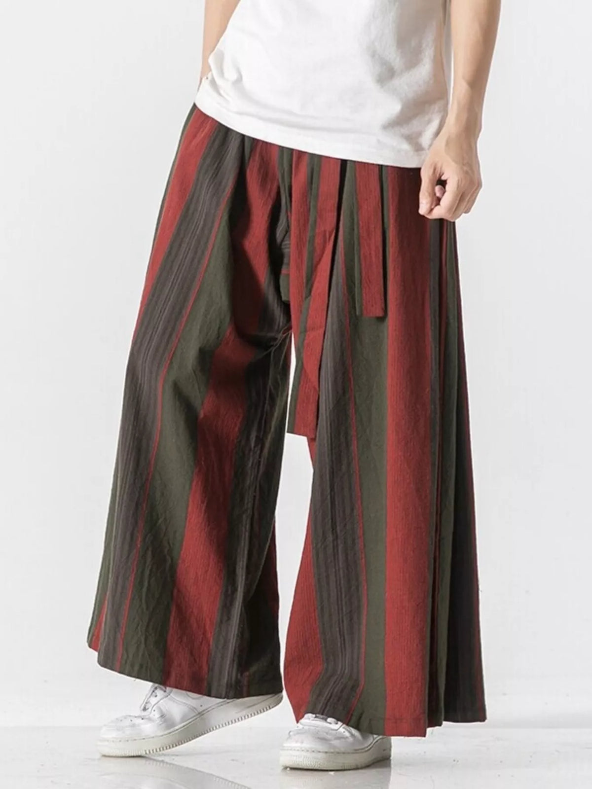 Men's Plus Size Striped Wide Leg Casual Pants, view 4