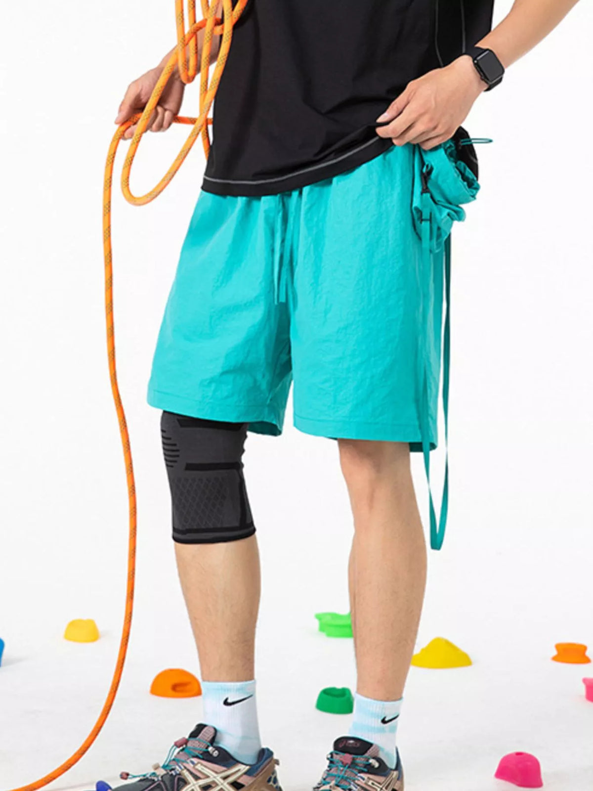 Men's Drawstring Pocketed Active Shorts, view 5