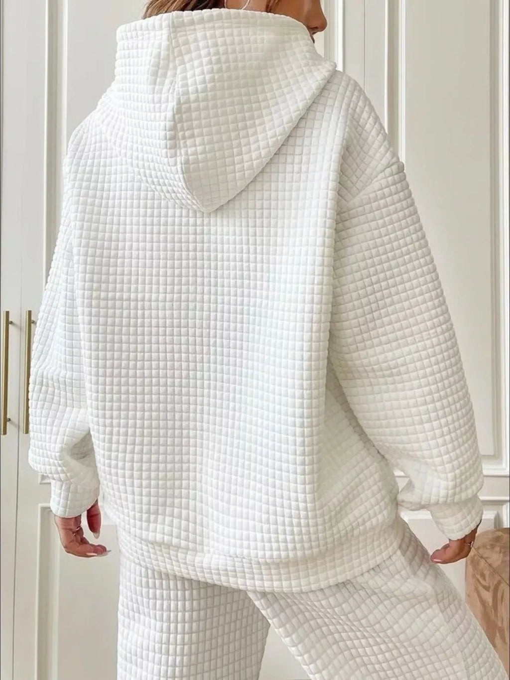 Full Size Textured Kangaroo Pocket Hoodie Plus Size - Lilixa.store