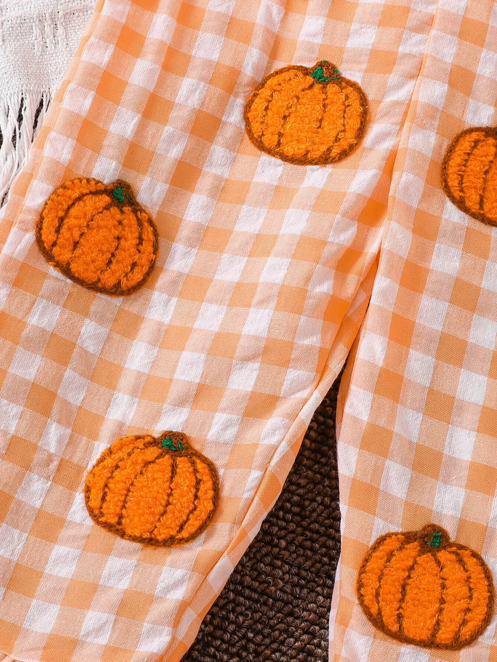 Children's Little Pumpkin Gingham Ruffle Hem Jumpsuit - Lilixa.store