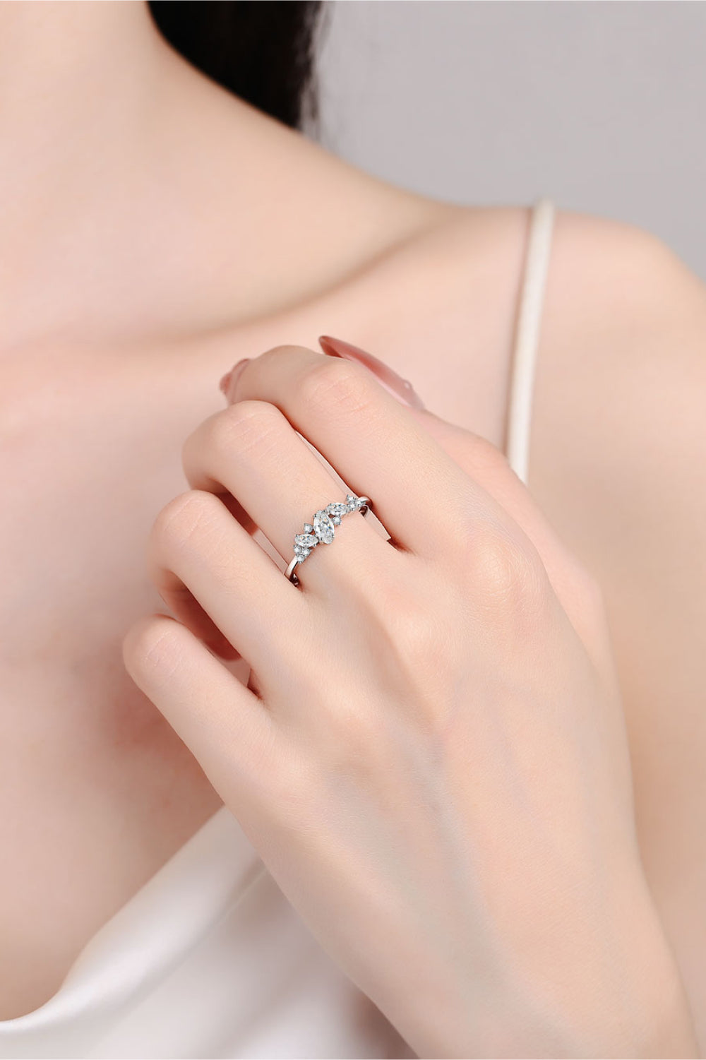Adored Moissanite Rhodium-Plated Ring - Lilixa.store