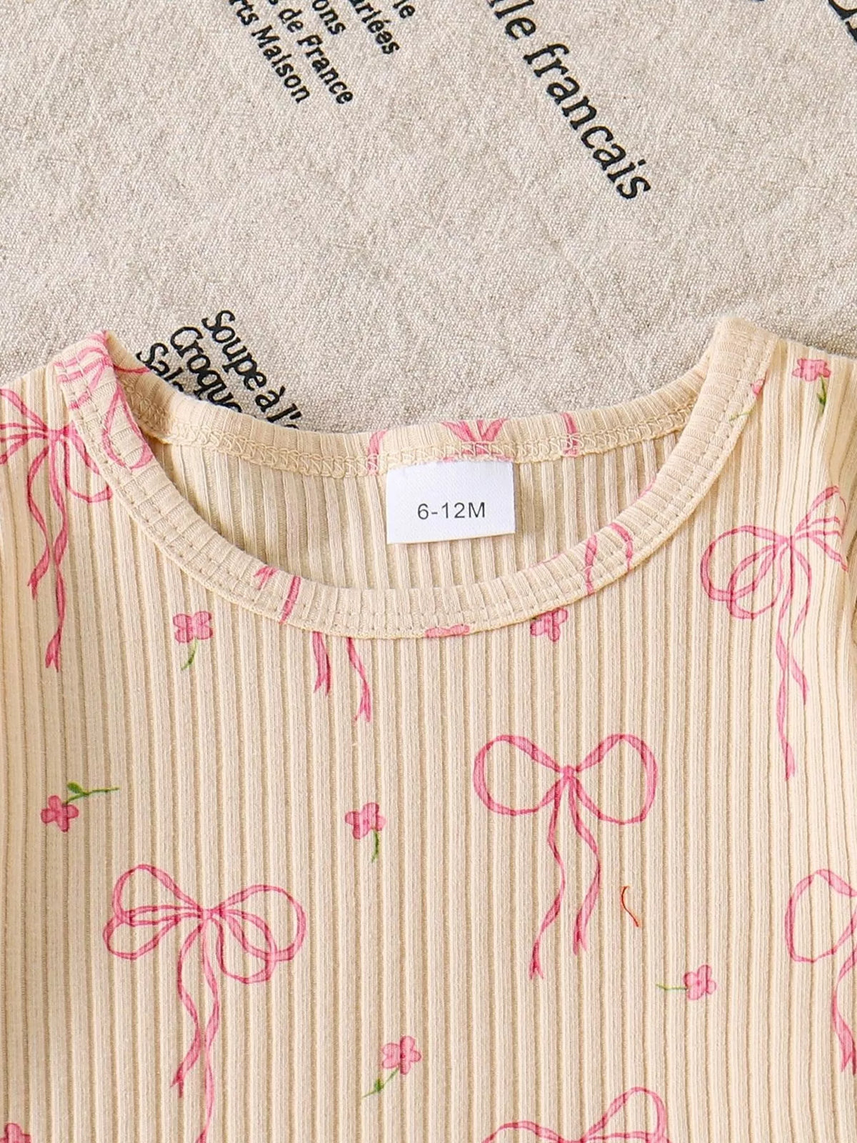 Children's Bow Ribbed Knit Top and Shorts Set - Lilixa.store