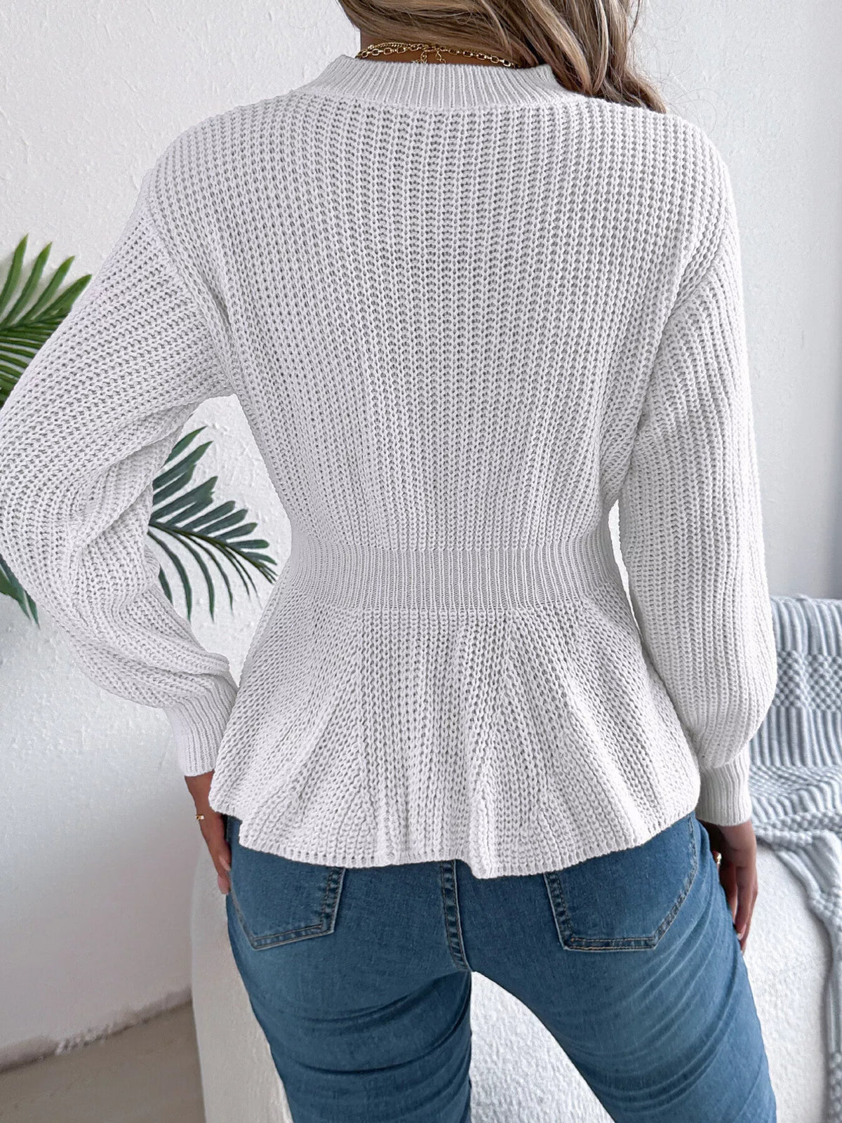 Cable Knit Peplum Sweater