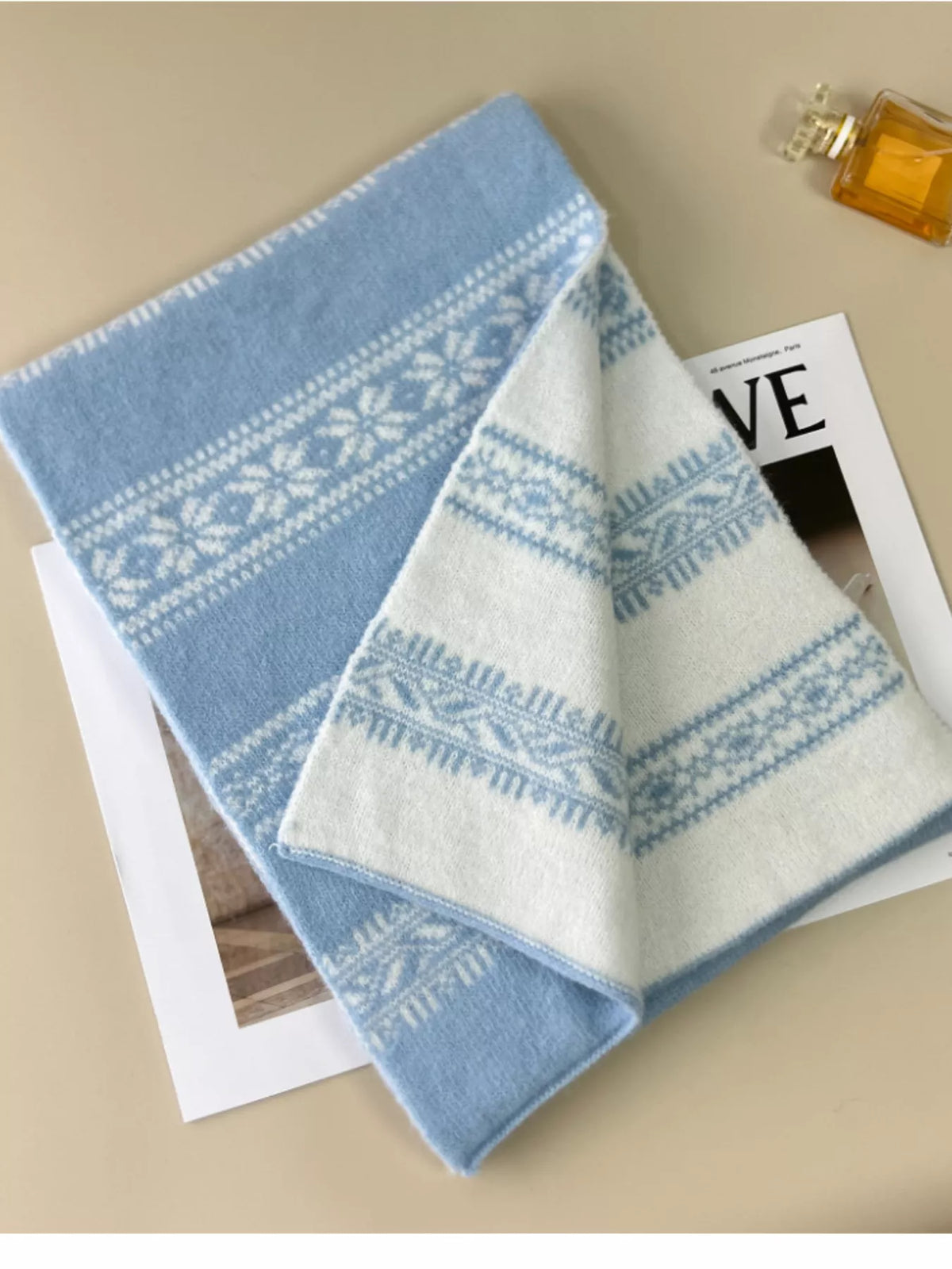 Winter Snowflake Pattern Knitted Scarf - Lilixa.store