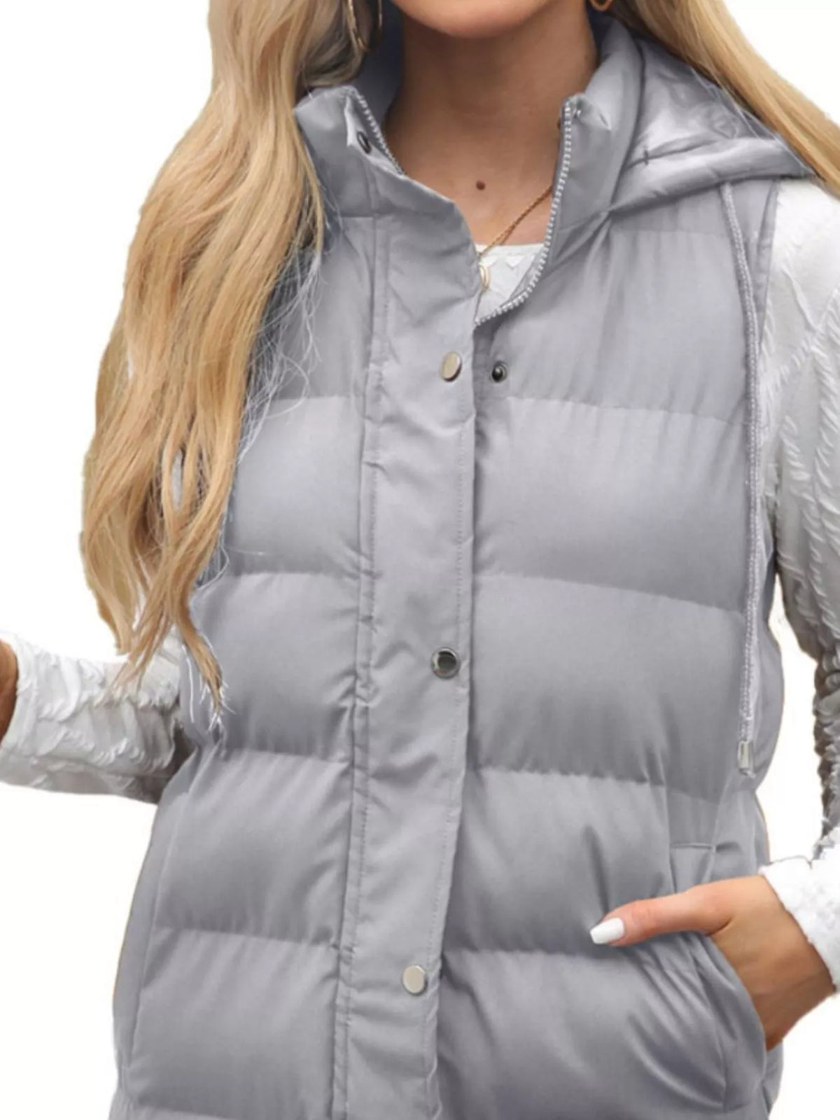 Full Size Snap Down Hooded Padded Longline Vest Coat Plus Size - Lilixa.store