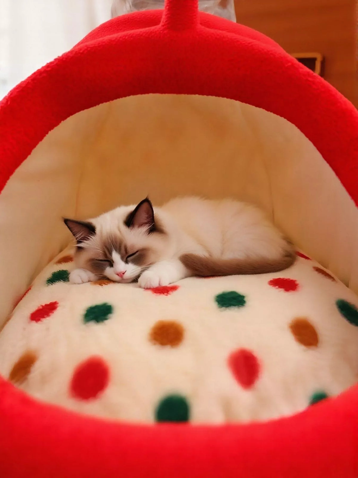Cozy Polka Dot Pet Nest with Handle - Lilixa.store