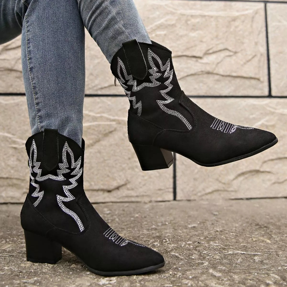 Point Toe Block Heels Boots - Lilixa.store