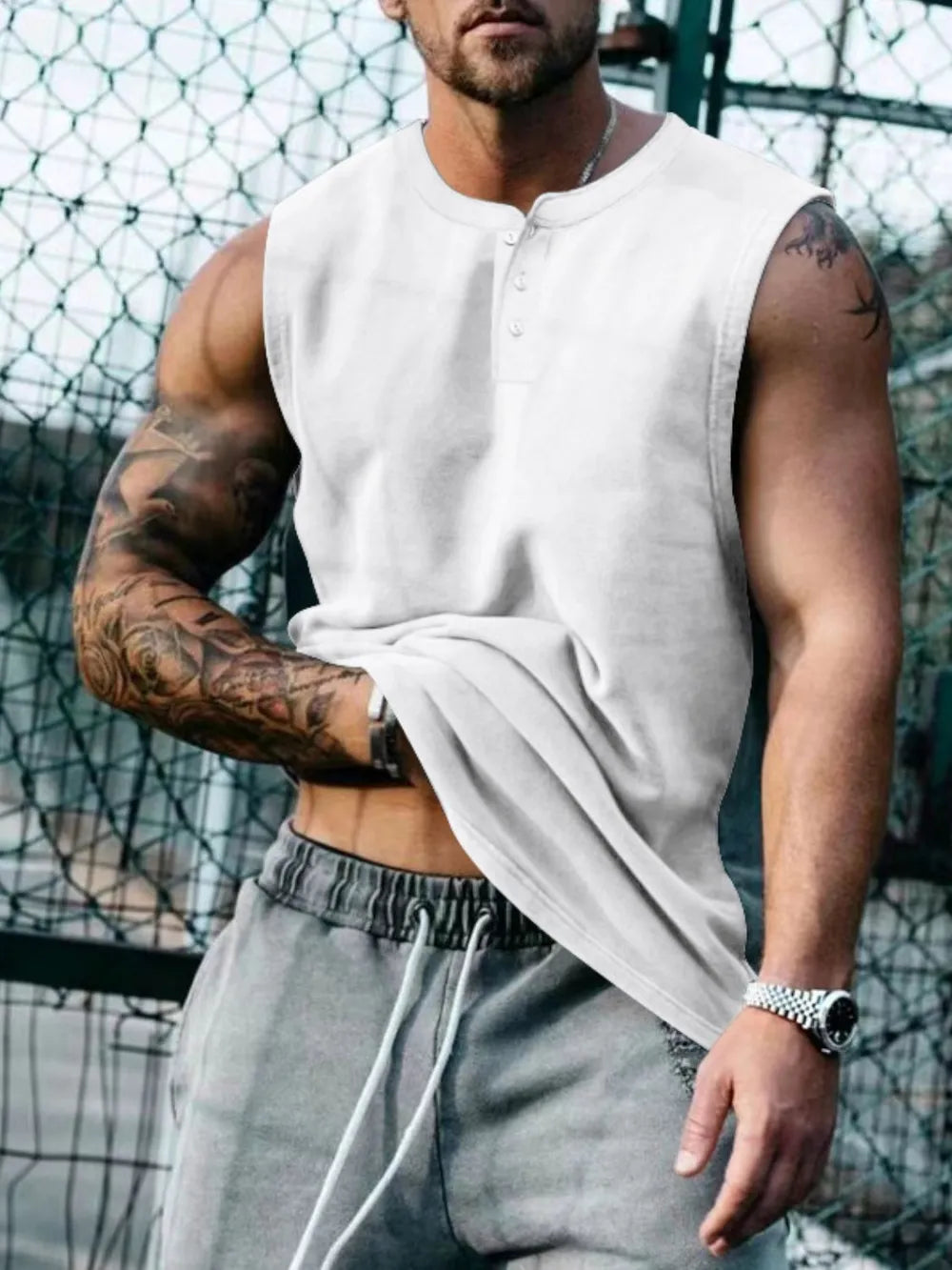 Men's Plus Size Round Neck Tank - Lilixa.store