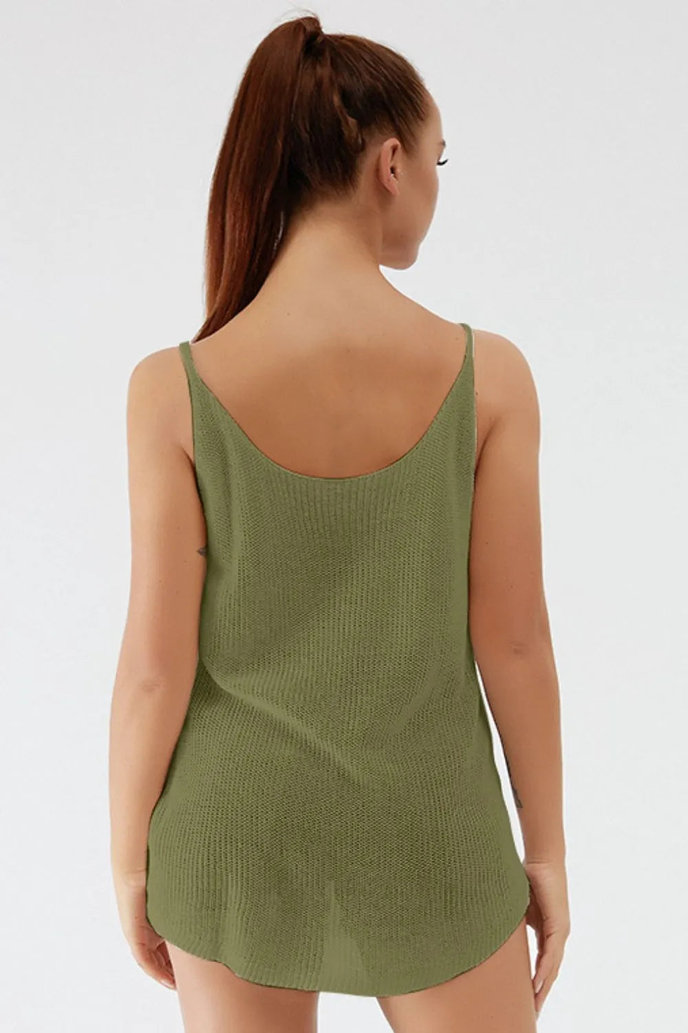 Scoop Neck Spaghetti Strap Knit Cami, view 9