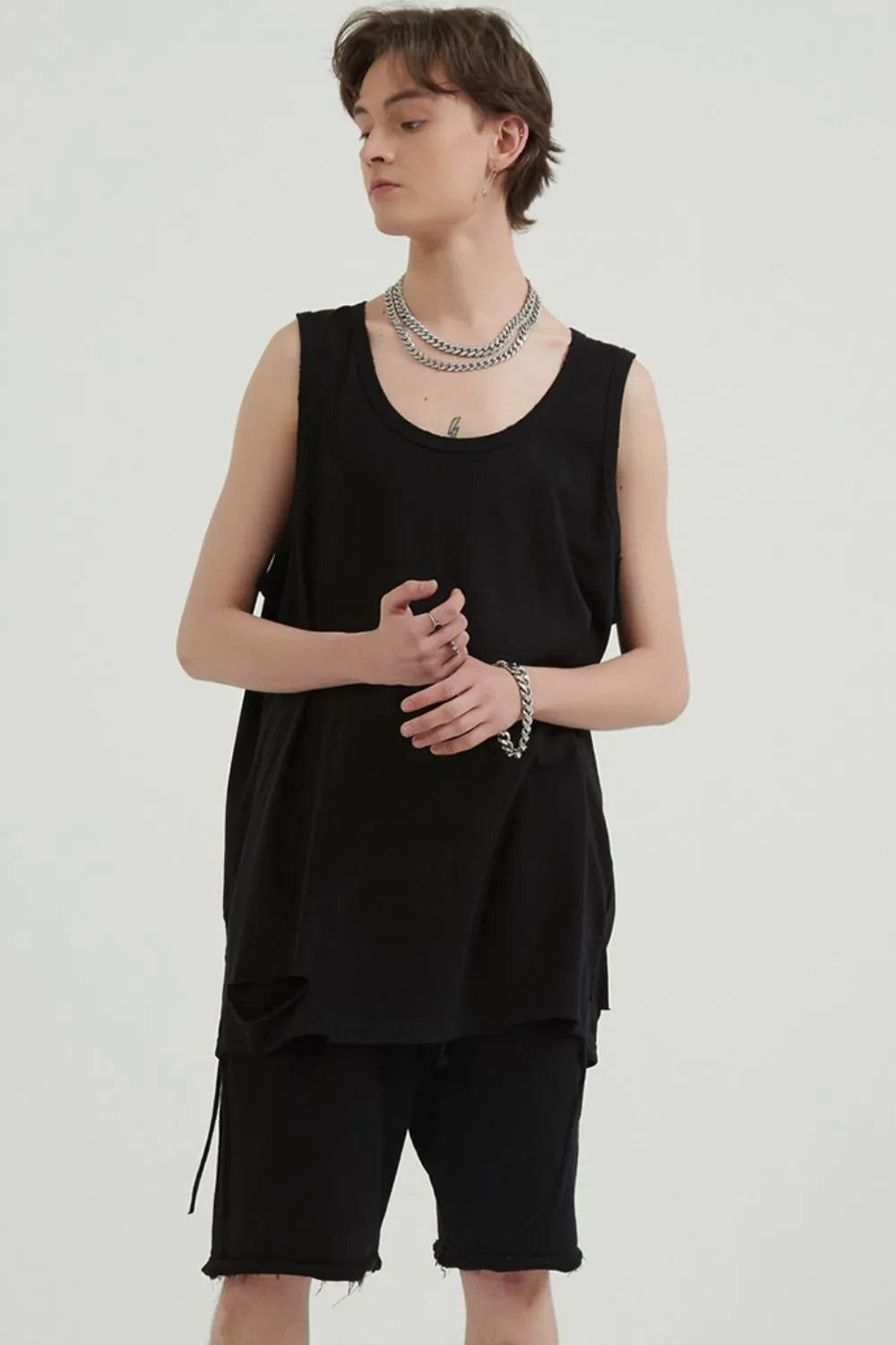 Men's Round Neck Wide Strap Tank - Lilixa.store