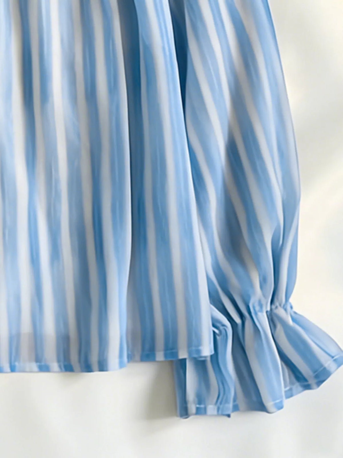 Striped Flounce Sleeve Blouse in Blue, view 3