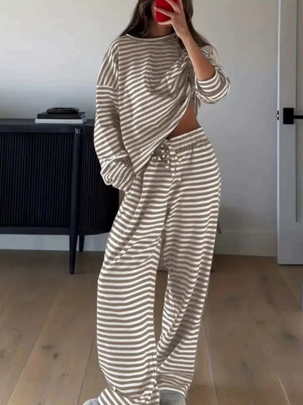 Striped Long Sleeve Top and Pants Set - Lilixa.store