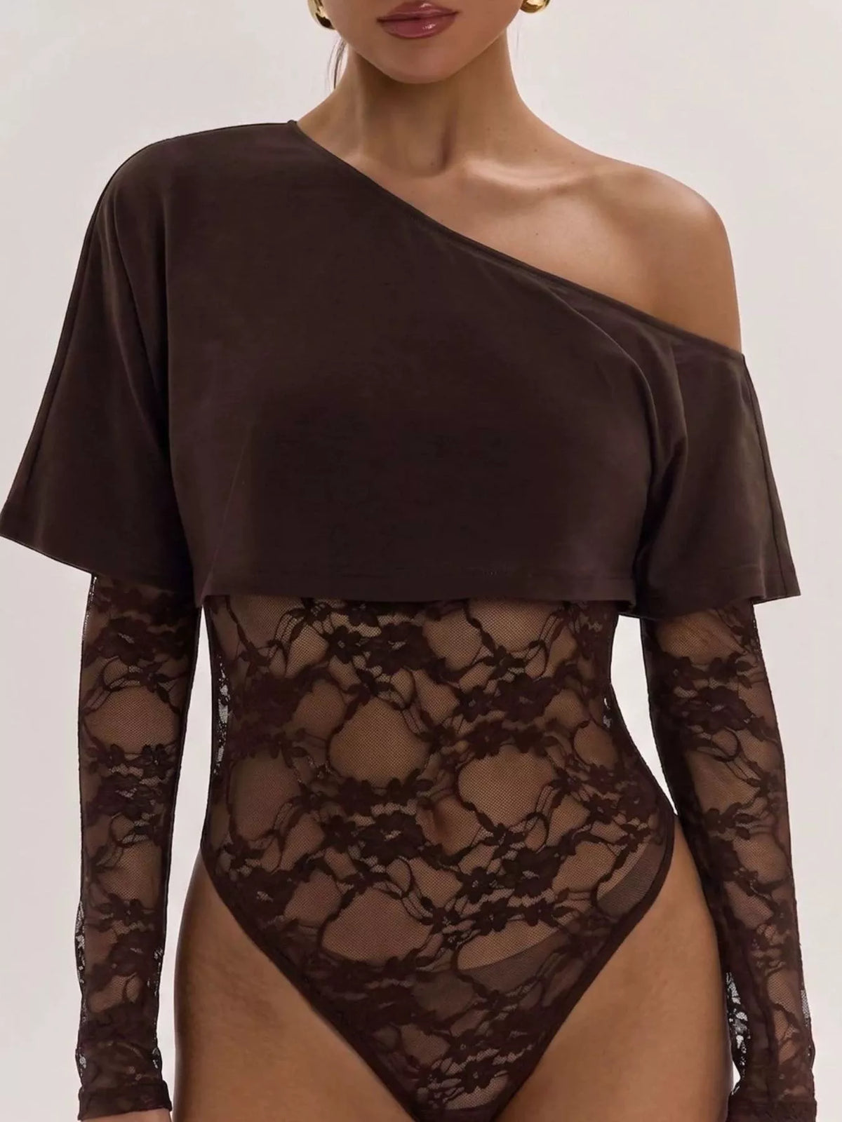 One-Shoulder Lace Bodysuit - Lilixa.store