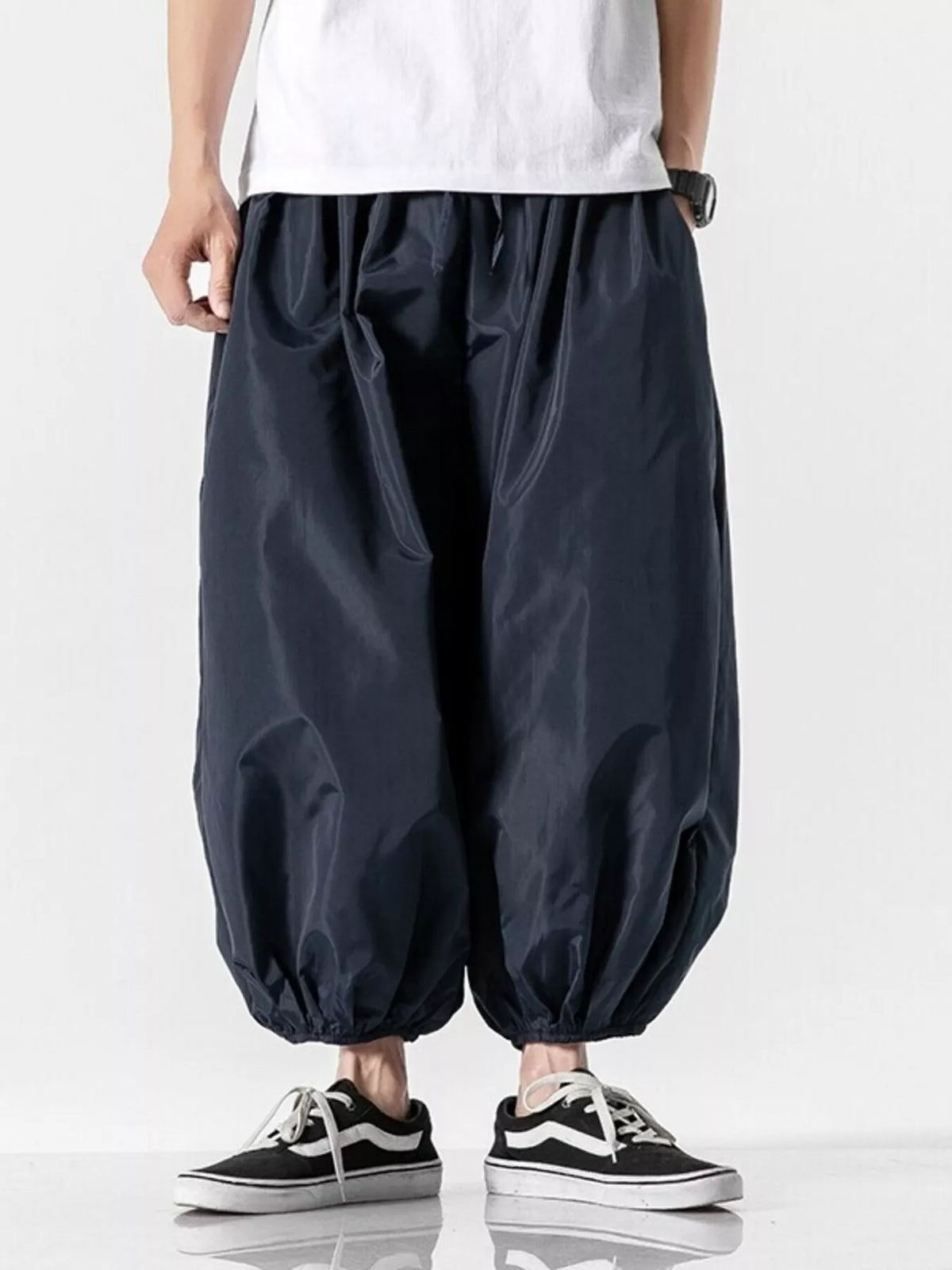 Men's Plus Size Loose Fit Harem Pants in Navy Blue