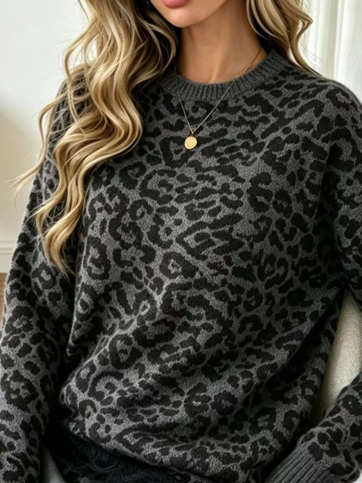 Round Neck Sweater with Asymmetric Lace Hem, view 5
