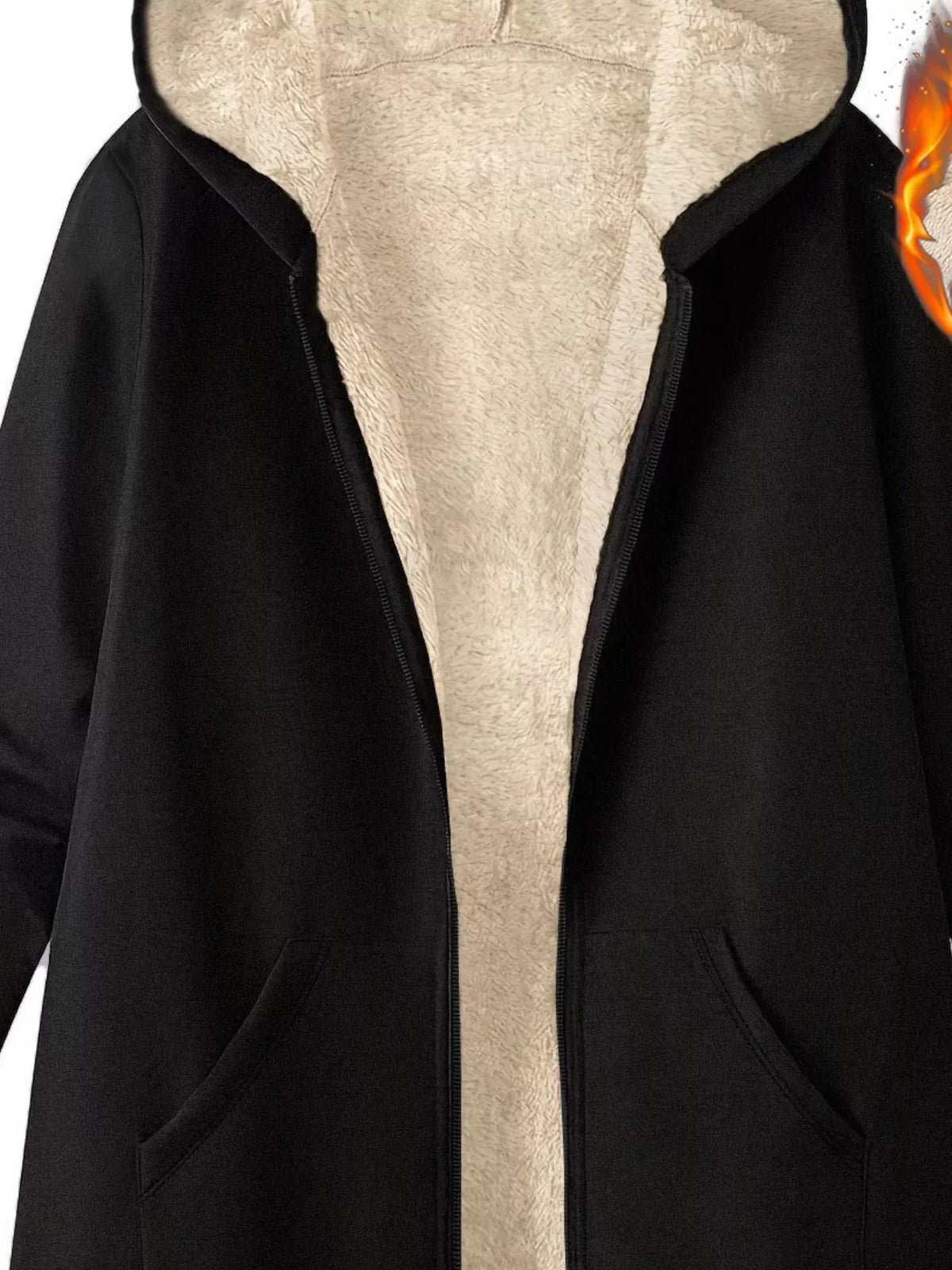 Fleece-Lined Zip Up Hooded Outerwear - Lilixa.store
