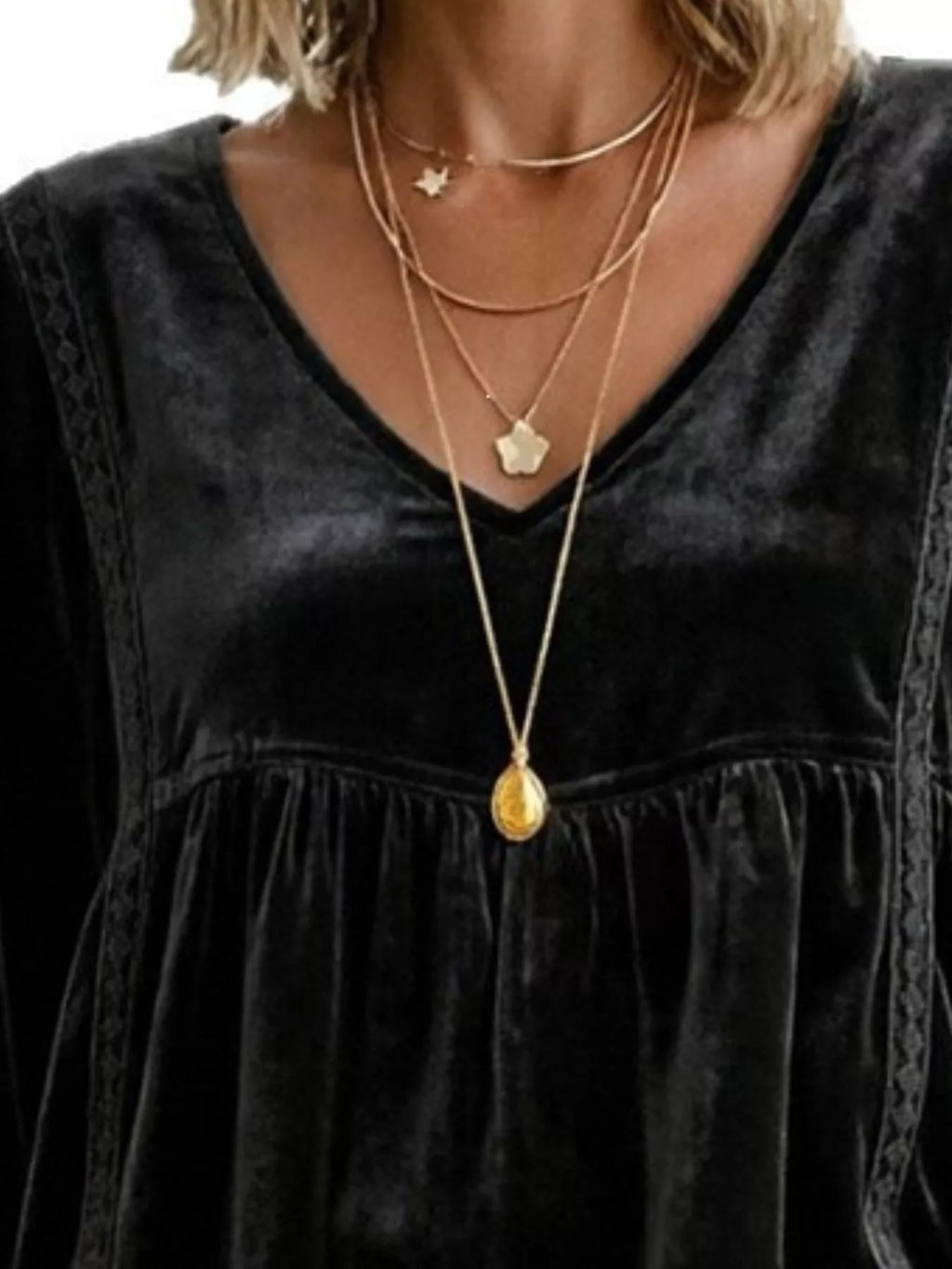 Full Size V-Neck Long Sleeve Velvet Blouse with Lace Trim Plus Size - Lilixa.store