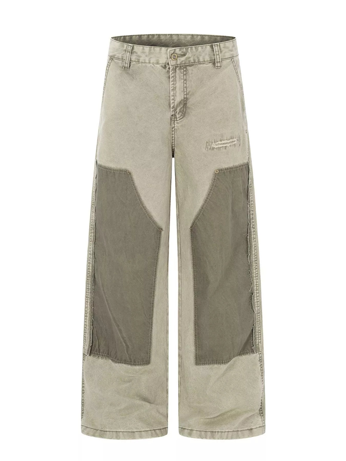 Men's Patchwork Wide-Leg Cargo Pants in Green