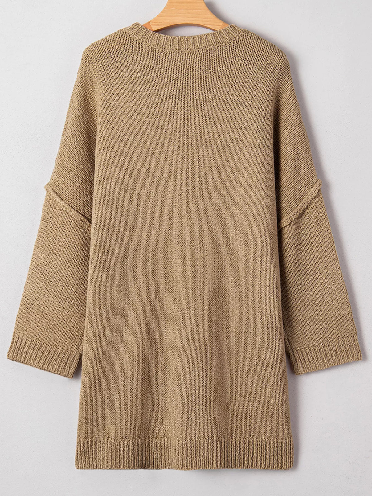 Oversize Drop Shoulder Slouchy Sweater Dress in Camel, view 6