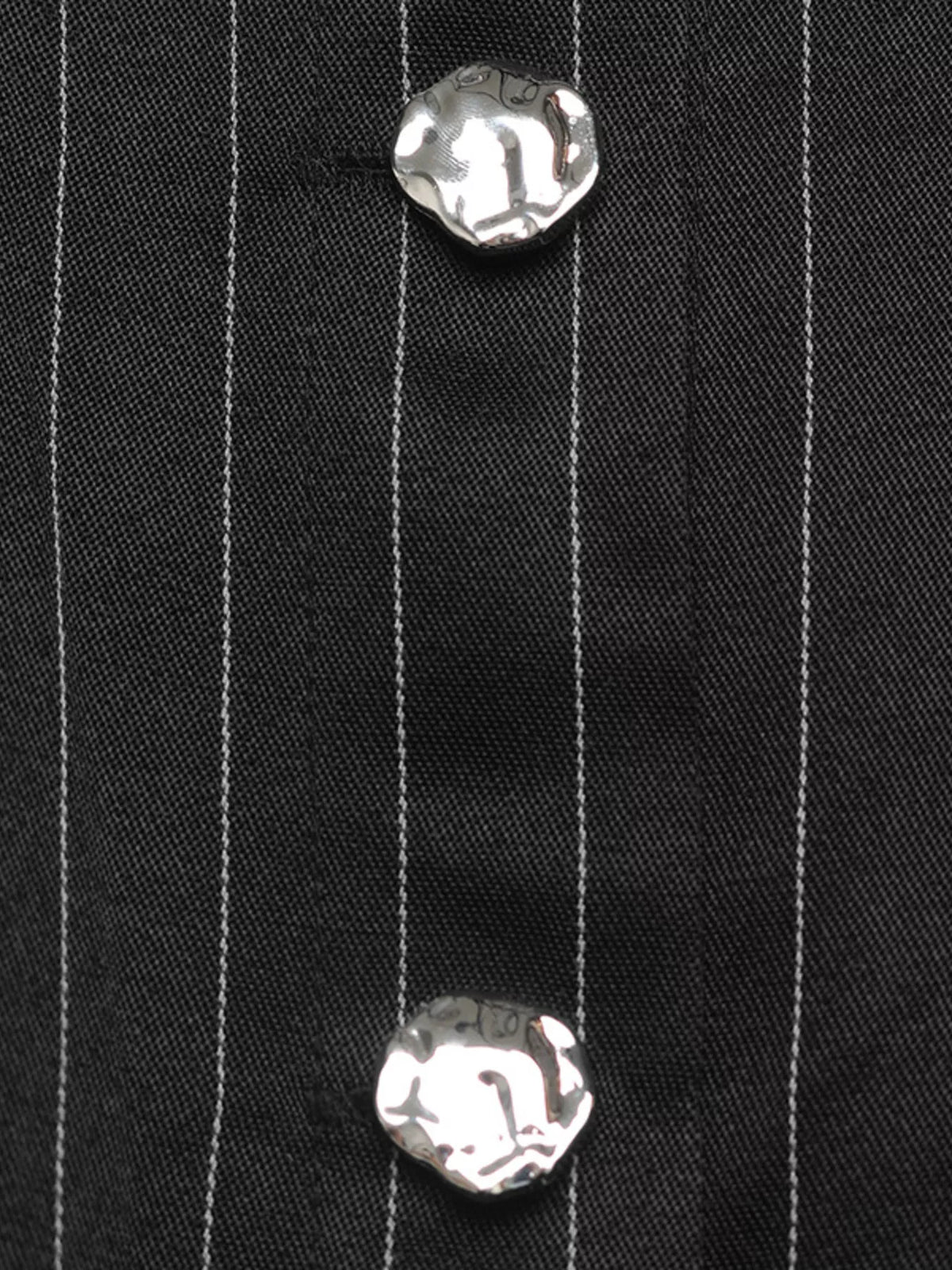 Striped Long Sleeve Peplum Blouse in Black, view 12