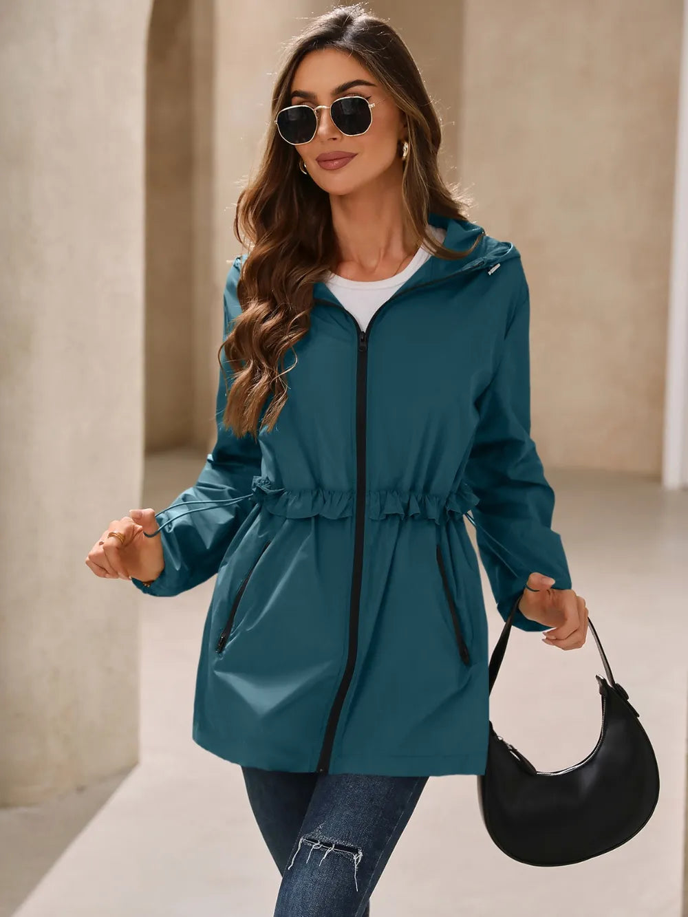 Ivy Lane Outdoor Waterproof Long Sleeve Hooded Windbreaker, view 19