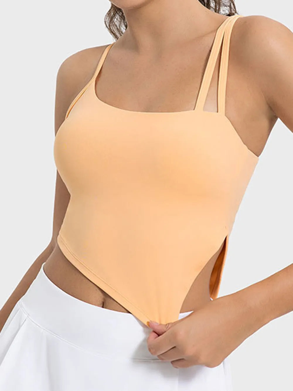 Millennia Slit Asymmetrical Neck Active Cami - Lilixa.store