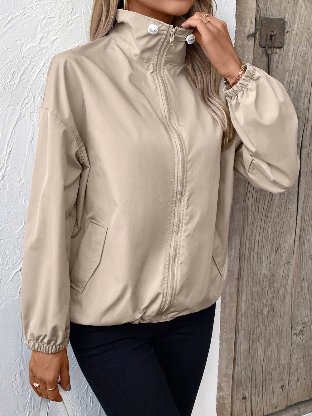 Ivy Lane Pocketed Zip Up Long Sleeve Jacket, view 5