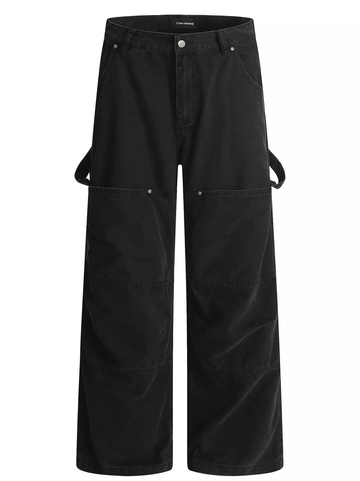 Men's Wide Leg Cargo Pants in Black