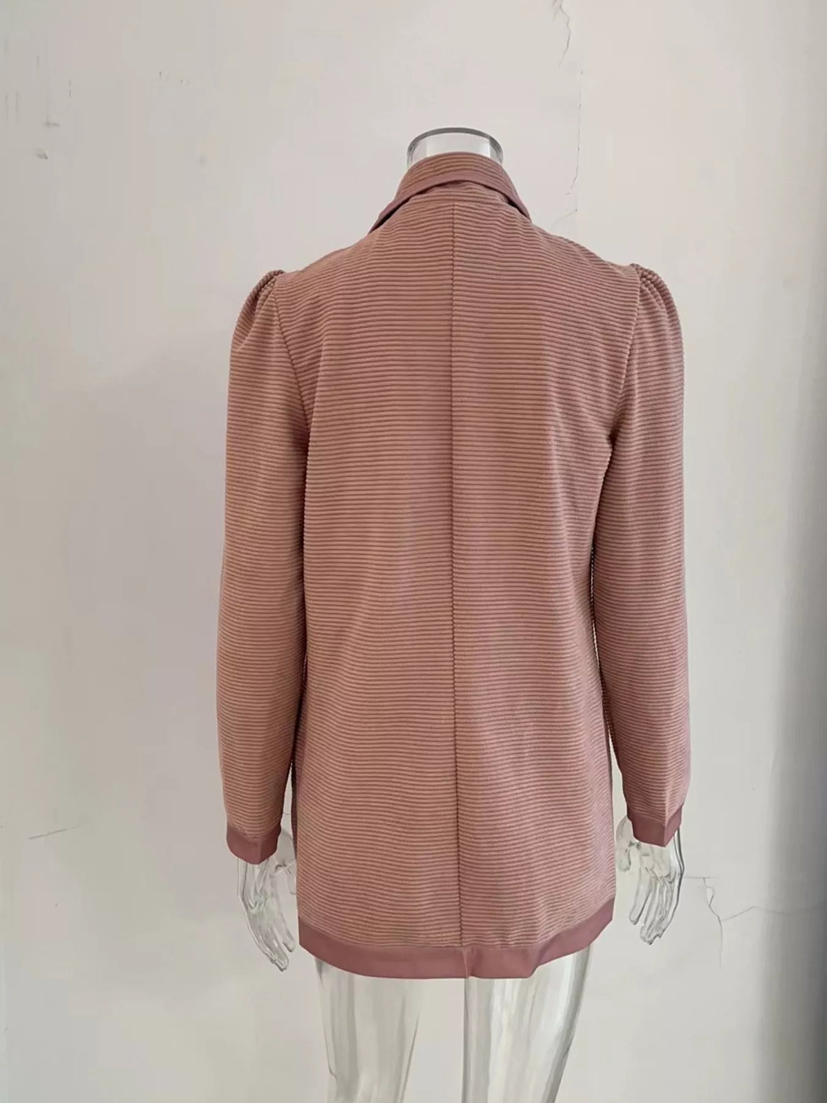 Texture Knit Double-Breasted Blazer - Lilixa.store