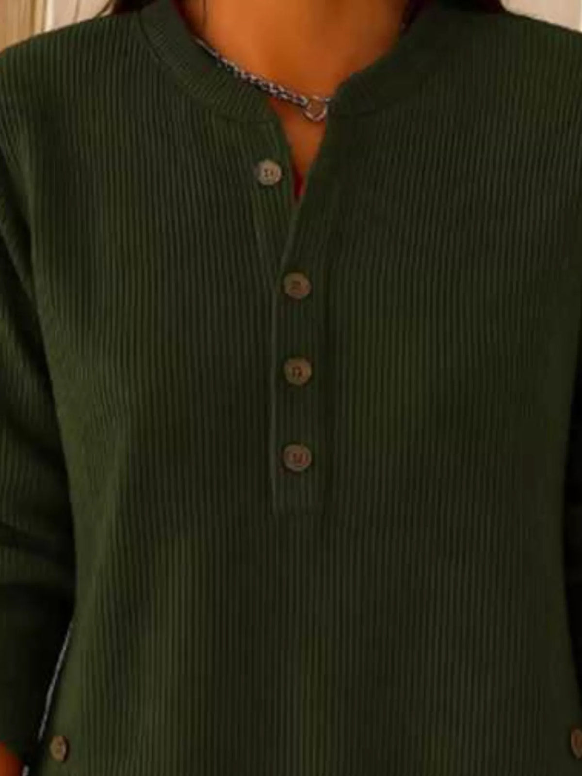 Full Size Button Detail Corduroy Top Plus Size - Lilixa.store