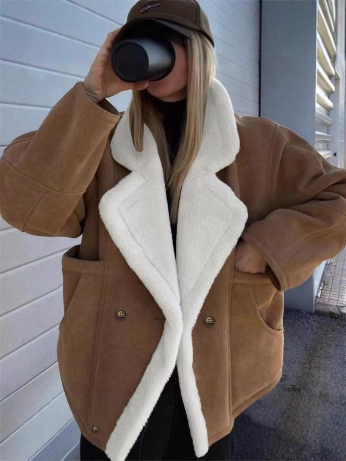 Plush Lined Dropped Shoulder Outerwear - Lilixa.store